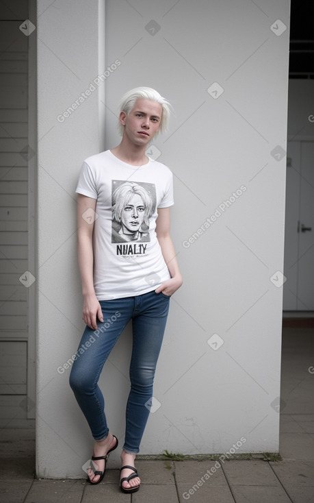 Dutch adult non-binary with  white hair