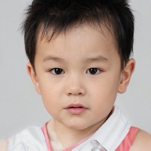 Neutral white child male with short  brown hair and brown eyes