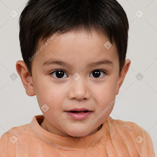 Neutral white child male with short  brown hair and brown eyes