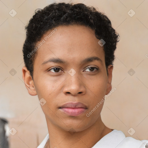 Neutral black young-adult male with short  brown hair and brown eyes