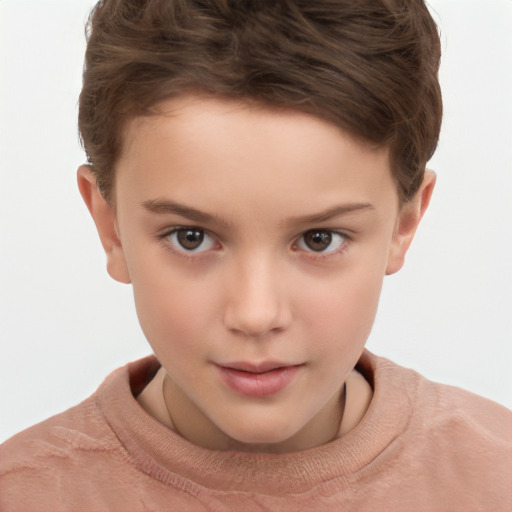 Neutral white child female with short  brown hair and brown eyes