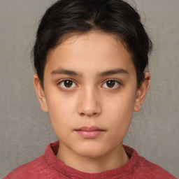 Neutral white child female with short  brown hair and brown eyes