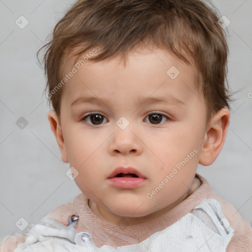 Neutral white child male with short  brown hair and brown eyes