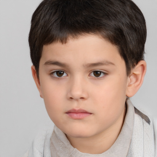 Neutral white child male with short  brown hair and brown eyes