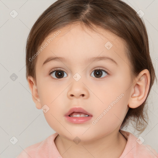 Neutral white child female with medium  brown hair and brown eyes