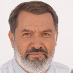 Neutral white middle-aged male with short  brown hair and brown eyes