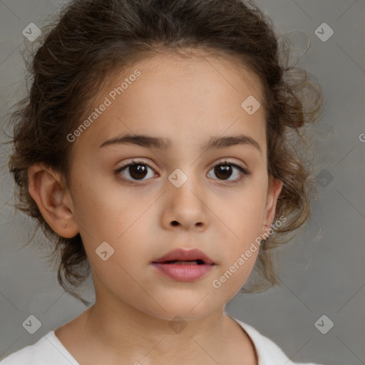 Neutral white child female with medium  brown hair and brown eyes