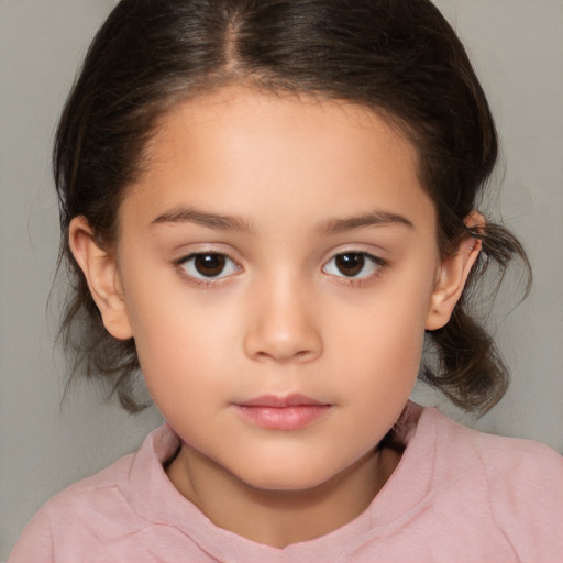 Neutral white child female with medium  brown hair and brown eyes