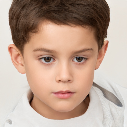 Neutral white child male with short  brown hair and brown eyes