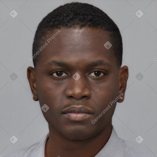 Neutral black young-adult male with short  brown hair and brown eyes