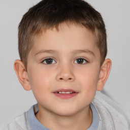 Neutral white child male with short  brown hair and brown eyes