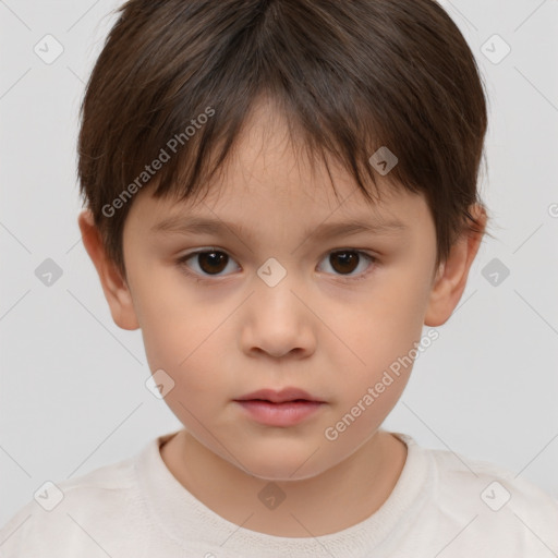 Neutral white child female with short  brown hair and brown eyes