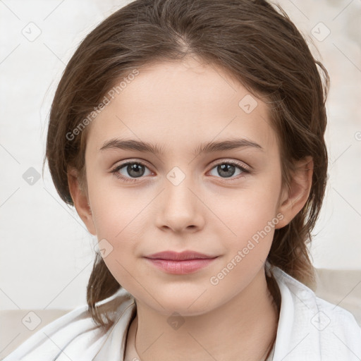 Neutral white child female with medium  brown hair and brown eyes