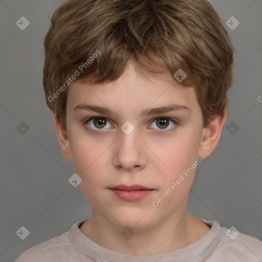 Neutral white child male with short  brown hair and brown eyes