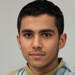 Neutral asian young-adult male with short  brown hair and brown eyes