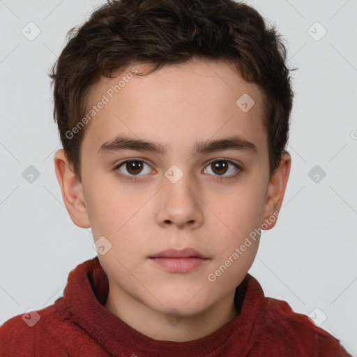 Neutral white child male with short  brown hair and brown eyes