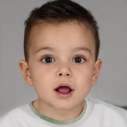 Neutral white child male with short  brown hair and brown eyes