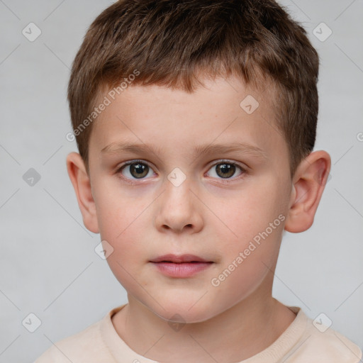 Neutral white child male with short  brown hair and brown eyes