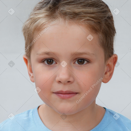 Neutral white child male with short  brown hair and brown eyes