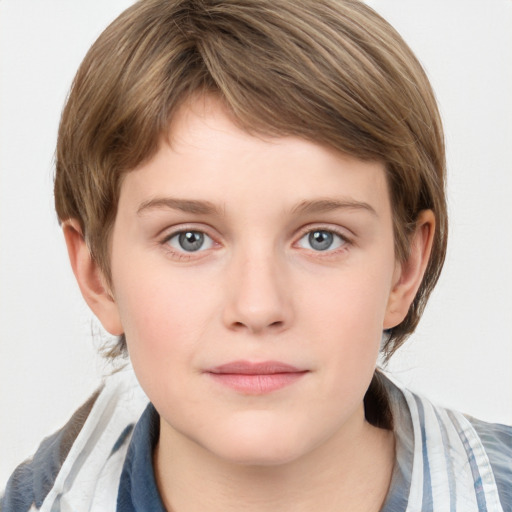 Neutral white young-adult female with medium  brown hair and blue eyes