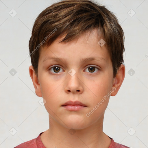 Neutral white child male with short  brown hair and brown eyes