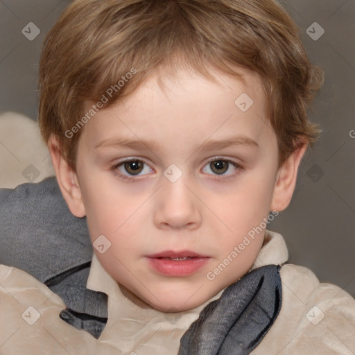 Neutral white child female with short  brown hair and brown eyes