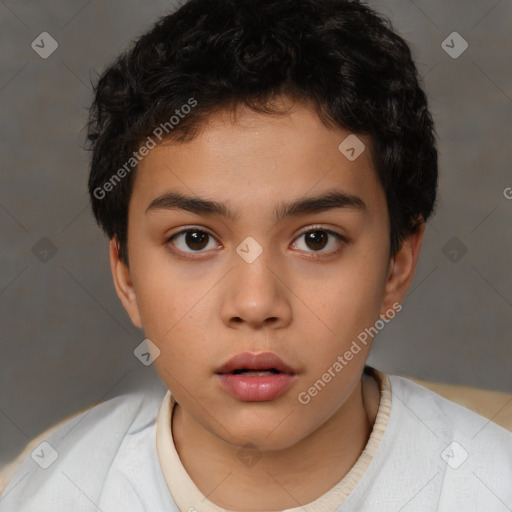 Neutral white child male with short  brown hair and brown eyes