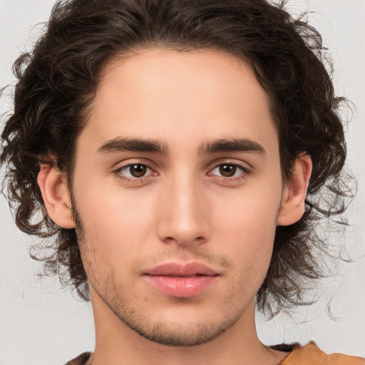 Neutral white young-adult male with medium  brown hair and brown eyes