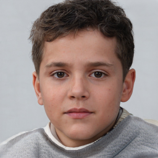 Neutral white child male with short  brown hair and brown eyes