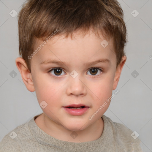 Neutral white child male with short  brown hair and brown eyes