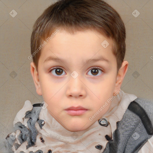 Neutral white child male with short  brown hair and brown eyes