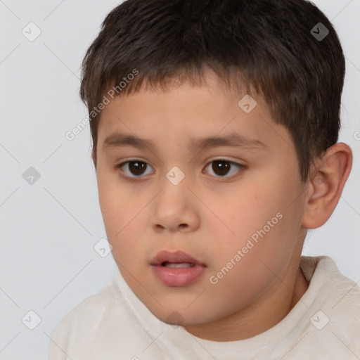 Neutral white child male with short  brown hair and brown eyes