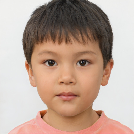 Neutral white child male with short  brown hair and brown eyes