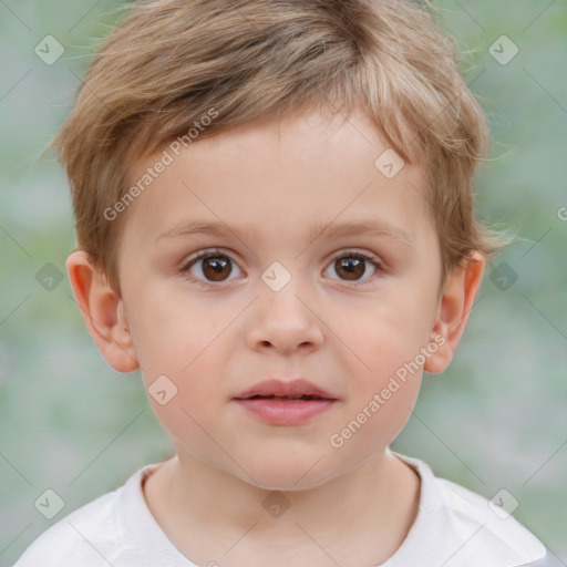 Neutral white child male with short  brown hair and brown eyes