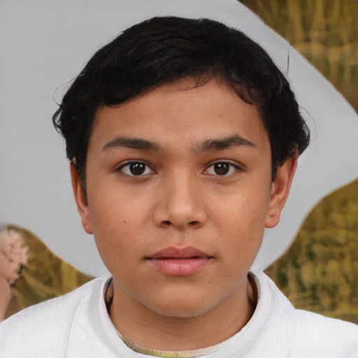 Neutral white young-adult female with short  brown hair and brown eyes