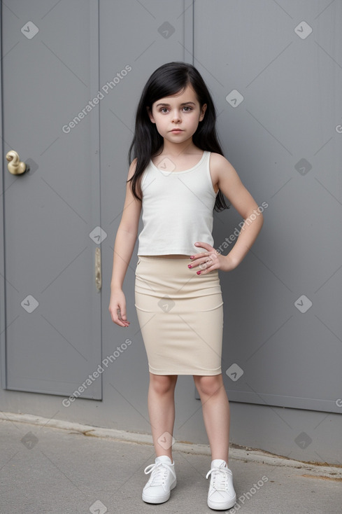 American child female with  black hair