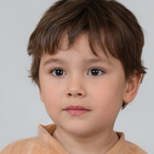 Neutral white child male with short  brown hair and brown eyes