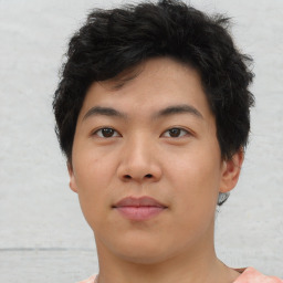 Neutral asian young-adult male with short  brown hair and brown eyes