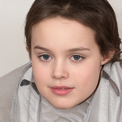 Neutral white child female with medium  brown hair and brown eyes