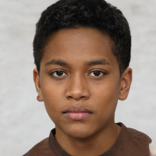 Neutral black young-adult male with short  brown hair and brown eyes
