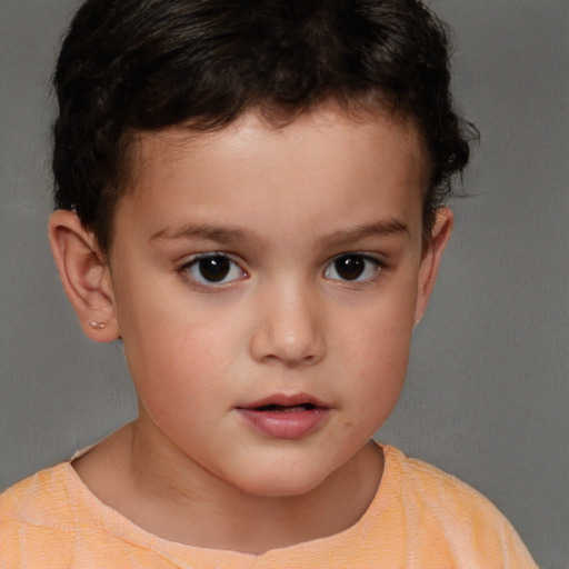 Neutral white child male with short  brown hair and brown eyes