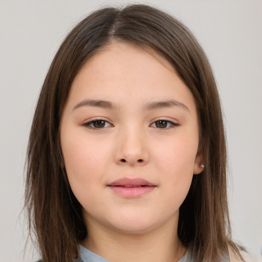 Neutral white child female with medium  brown hair and brown eyes