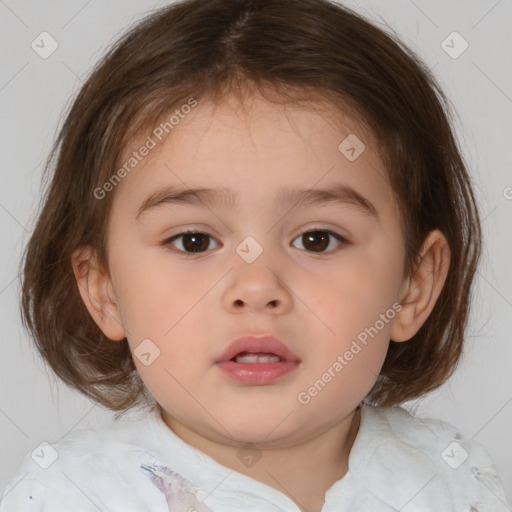 Neutral white child female with medium  brown hair and brown eyes