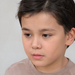 Neutral white child female with short  brown hair and brown eyes