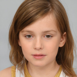 Neutral white child female with medium  brown hair and brown eyes