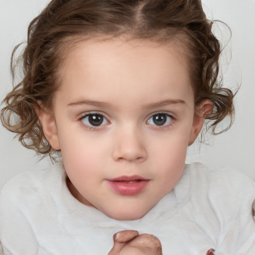 Neutral white child female with medium  brown hair and brown eyes