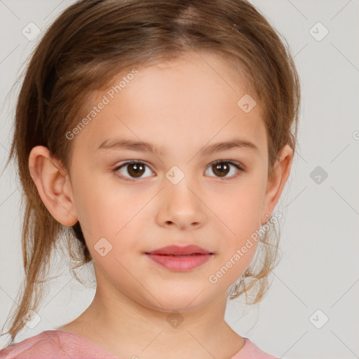 Neutral white child female with medium  brown hair and brown eyes