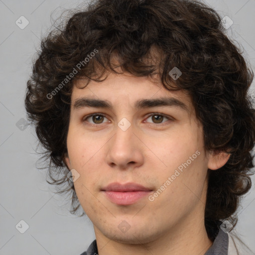 Neutral white young-adult male with medium  brown hair and brown eyes