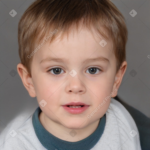 Neutral white child male with short  brown hair and brown eyes