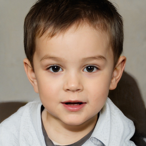 Neutral white child male with short  brown hair and brown eyes